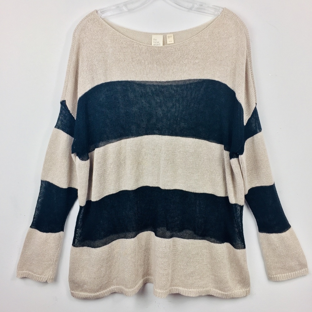 Eileen Fisher Striped Linen Open Knit Sweater